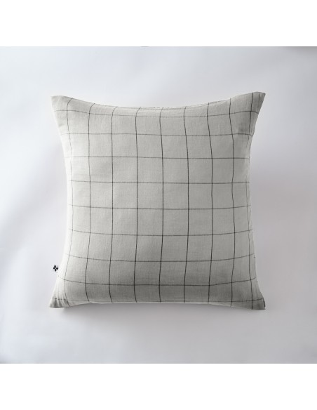 Taie d'oreiller Tissé-teint grands carreaux Déco "Gaïa Match" 60 x 60 cm Gaze de Coton l'Effet Papillon