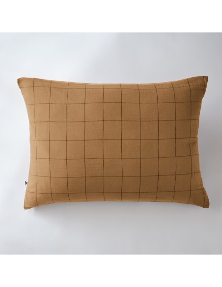 Taie d'oreiller Tissé-teint grands carreaux Déco "Gaïa Match" 50 x 70 cm Gaze de Coton l'Effet Papillon