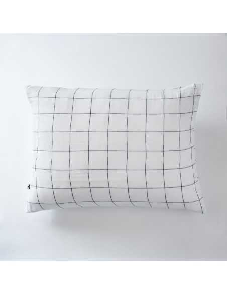 Taie d'oreiller Tissé-teint grands carreaux Déco "Gaïa Match" 50 x 70 cm Gaze de Coton l'Effet Papillon