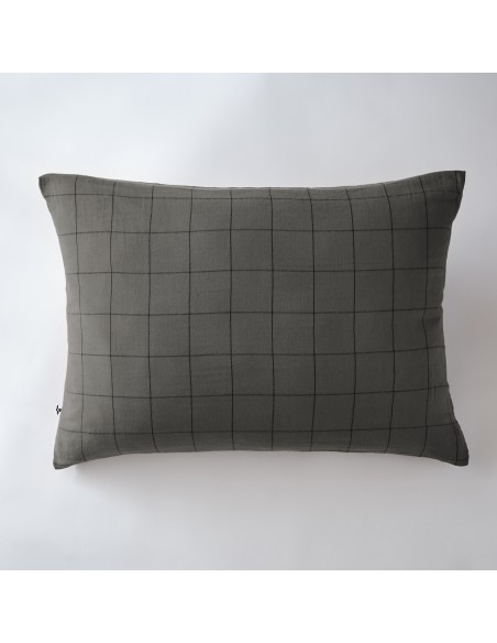 Taie d'oreiller Tissé-teint grands carreaux Déco "Gaïa Match" 50 x 70 cm Gaze de Coton l'Effet Papillon