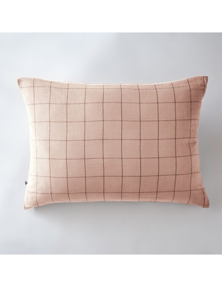 Taie d'oreiller Tissé-teint grands carreaux Déco "Gaïa Match" 50 x 70 cm Gaze de Coton l'Effet Papillon