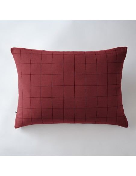 Taie d'oreiller Tissé-teint grands carreaux Déco "Gaïa Match" 50 x 70 cm Gaze de Coton l'Effet Papillon