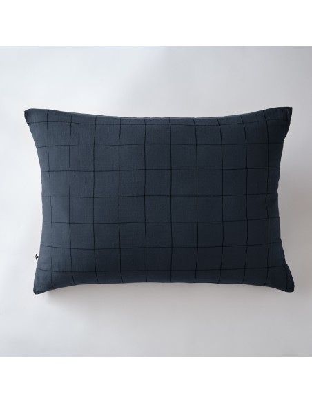 Taie d'oreiller Tissé-teint grands carreaux Déco "Gaïa Match" 50 x 70 cm Gaze de Coton l'Effet Papillon