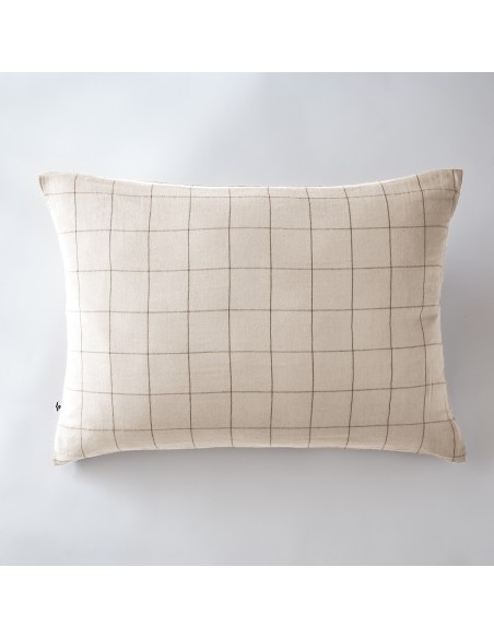 Taie d'oreiller Tissé-teint grands carreaux Déco "Gaïa Match" 50 x 70 cm Gaze de Coton l'Effet Papillon