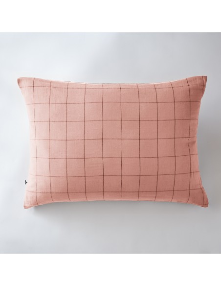 Taie d'oreiller Tissé-teint grands carreaux Déco "Gaïa Match" 50 x 70 cm Gaze de Coton l'Effet Papillon