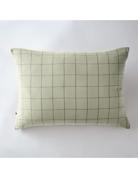 Taie d'oreiller Tissé-teint grands carreaux Déco "Gaïa Match" 50 x 70 cm Gaze de Coton l'Effet Papillon