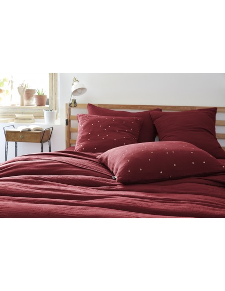 Taie d'oreiller Pois Doré Déco "Gaïa Chic" 60 x 60 cm Gaze de Coton l'Effet Papillon