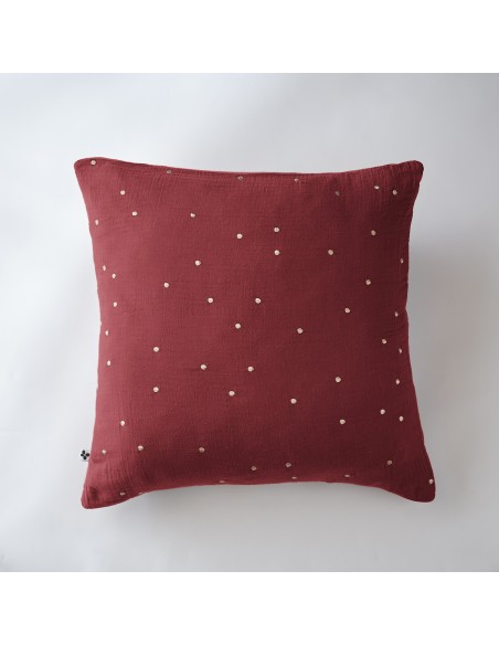 Taie d'oreiller Pois Doré Déco "Gaïa Chic" 60 x 60 cm Gaze de Coton l'Effet Papillon