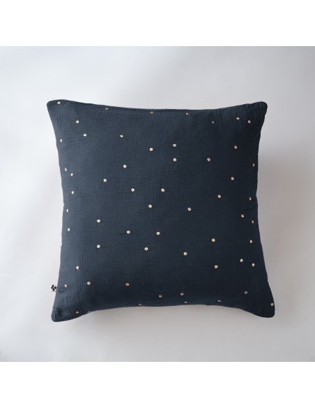Taie d'oreiller Pois Doré Déco "Gaïa Chic" 60 x 60 cm Gaze de Coton l'Effet Papillon