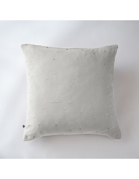 Taie d'oreiller Pois Doré Déco "Gaïa Chic" 60 x 60 cm Gaze de Coton l'Effet Papillon