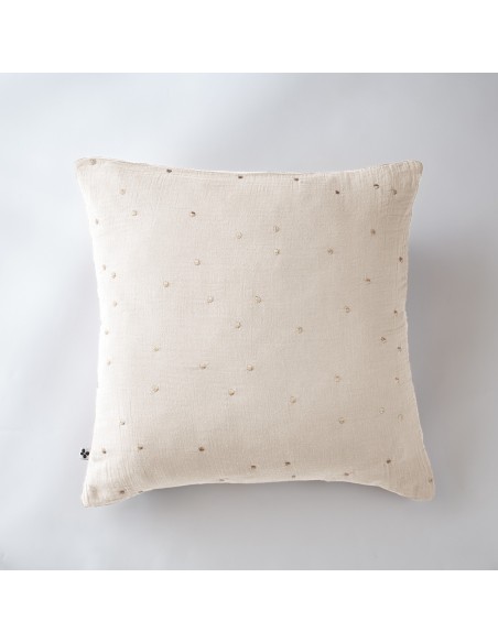 Taie d'oreiller Pois Doré Déco "Gaïa Chic" 60 x 60 cm Gaze de Coton l'Effet Papillon