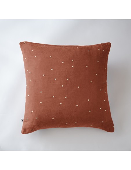 Taie d'oreiller Pois Doré Déco "Gaïa Chic" 60 x 60 cm Gaze de Coton l'Effet Papillon