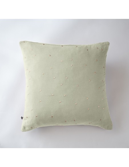 Taie d'oreiller Pois Doré Déco "Gaïa Chic" 60 x 60 cm Gaze de Coton l'Effet Papillon