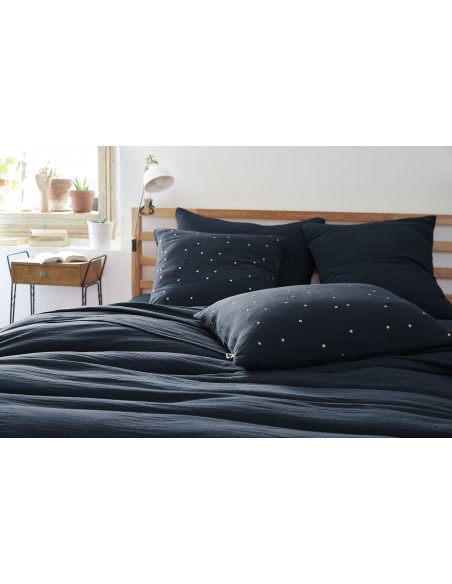 Taie d'oreiller Pois Doré Déco "Gaïa Chic" 50 x 70 cm Gaze de Coton l'Effet Papillon