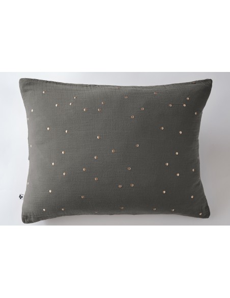 Taie d'oreiller Pois Doré Déco "Gaïa Chic" 50 x 70 cm Gaze de Coton l'Effet Papillon