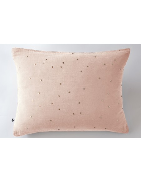 Taie d'oreiller Pois Doré Déco "Gaïa Chic" 50 x 70 cm Gaze de Coton l'Effet Papillon