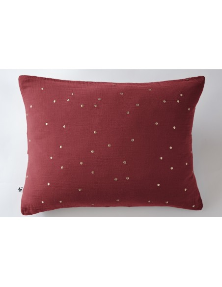 Taie d'oreiller Pois Doré Déco "Gaïa Chic" 50 x 70 cm Gaze de Coton l'Effet Papillon