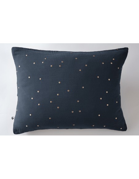 Taie d'oreiller Pois Doré Déco "Gaïa Chic" 50 x 70 cm Gaze de Coton l'Effet Papillon