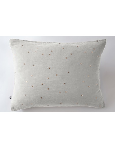 Taie d'oreiller Pois Doré Déco "Gaïa Chic" 50 x 70 cm Gaze de Coton l'Effet Papillon