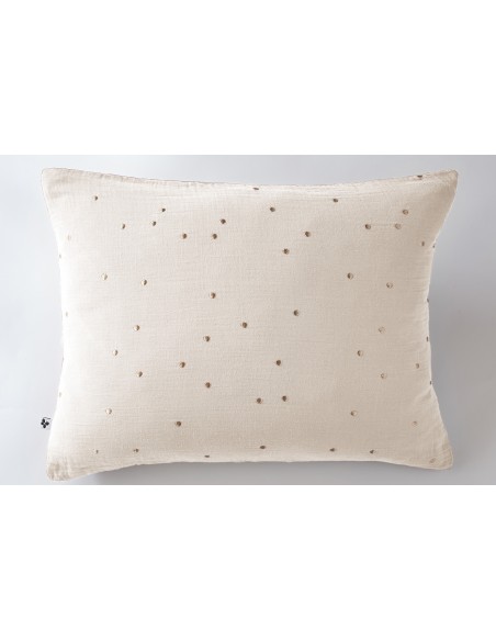 Taie d'oreiller Pois Doré Déco "Gaïa Chic" 50 x 70 cm Gaze de Coton l'Effet Papillon