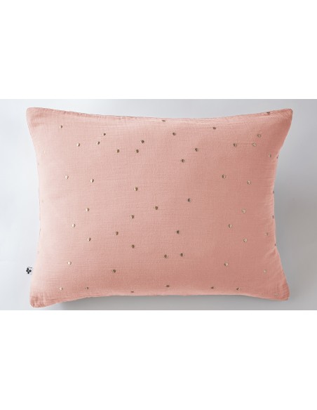 Taie d'oreiller Pois Doré Déco "Gaïa Chic" 50 x 70 cm Gaze de Coton l'Effet Papillon