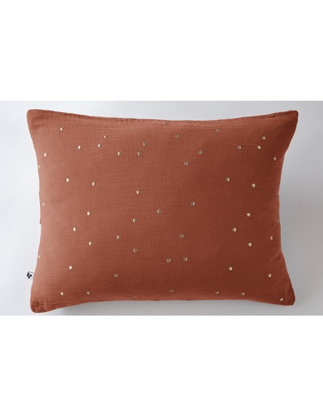 Taie d'oreiller Pois Doré Déco "Gaïa Chic" 50 x 70 cm Gaze de Coton l'Effet Papillon