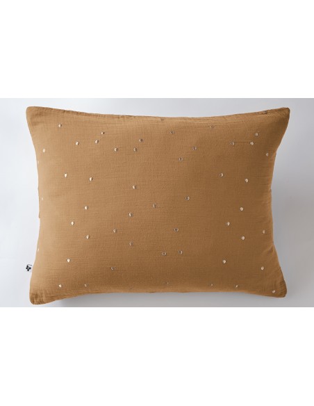 Taie d'oreiller Pois Doré Déco "Gaïa Chic" 50 x 70 cm Gaze de Coton l'Effet Papillon