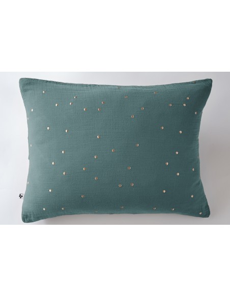 Taie d'oreiller Pois Doré Déco "Gaïa Chic" 50 x 70 cm Gaze de Coton l'Effet Papillon