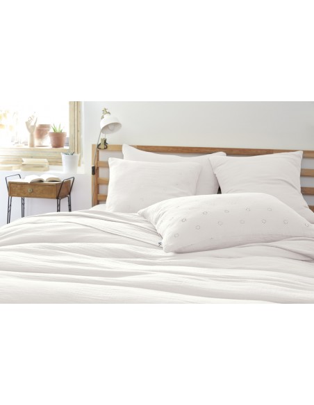 Taie d'oreiller Brodée Déco "Gaïa Boho" 60 x 60 cm Gaze de Coton l'Effet Papillon