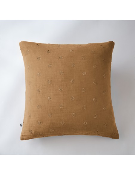 Taie d'oreiller Brodée Déco "Gaïa Boho" 60 x 60 cm Gaze de Coton l'Effet Papillon