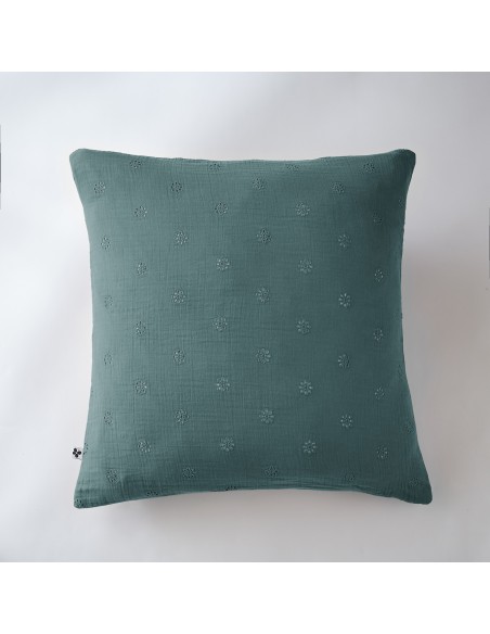 Taie d'oreiller Brodée Déco "Gaïa Boho" 60 x 60 cm Gaze de Coton l'Effet Papillon