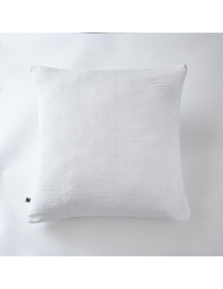 Taie d'oreiller Brodée Déco "Gaïa Boho" 60 x 60 cm Gaze de Coton l'Effet Papillon