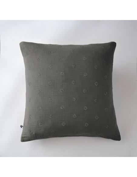 Taie d'oreiller Brodée Déco "Gaïa Boho" 60 x 60 cm Gaze de Coton l'Effet Papillon