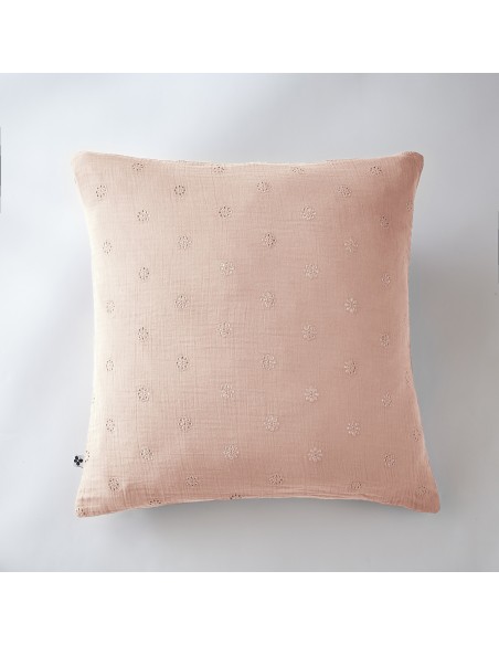Taie d'oreiller Brodée Déco "Gaïa Boho" 60 x 60 cm Gaze de Coton l'Effet Papillon
