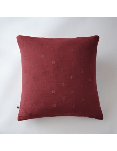 Taie d'oreiller Brodée Déco "Gaïa Boho" 60 x 60 cm Gaze...