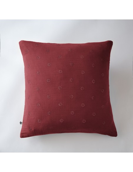 Taie d'oreiller Brodée Déco "Gaïa Boho" 60 x 60 cm Gaze de Coton l'Effet Papillon