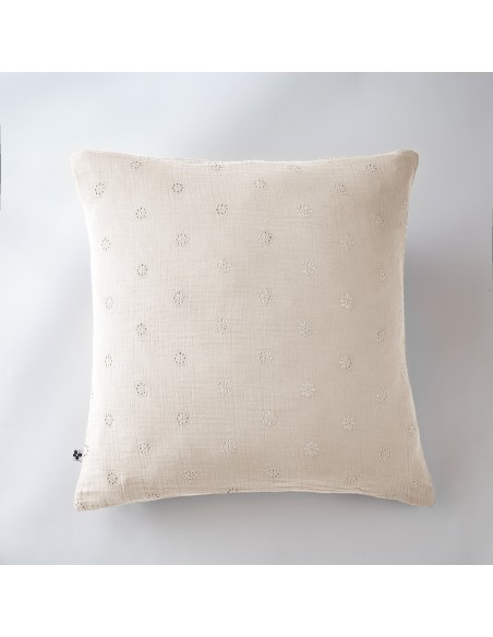 Taie d'oreiller Brodée Déco "Gaïa Boho" 60 x 60 cm Gaze de Coton l'Effet Papillon