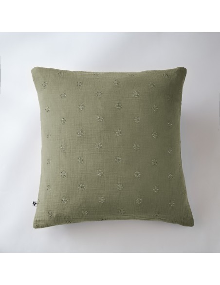 Taie d'oreiller Brodée Déco "Gaïa Boho" 60 x 60 cm Gaze de Coton l'Effet Papillon