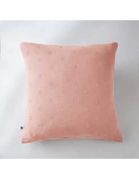 Taie d'oreiller Brodée Déco "Gaïa Boho" 60 x 60 cm Gaze de Coton l'Effet Papillon