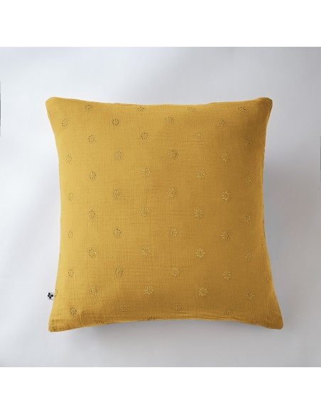 Taie d'oreiller Brodée Déco "Gaïa Boho" 60 x 60 cm Gaze de Coton l'Effet Papillon
