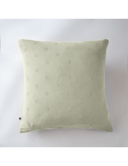 Taie d'oreiller Brodée Déco "Gaïa Boho" 60 x 60 cm Gaze de Coton l'Effet Papillon
