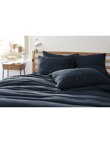 Taie d'oreiller Brodée Déco "Gaïa Boho" 50 x 70 cm Gaze de Coton l'Effet Papillon