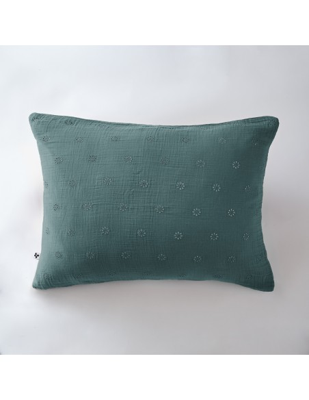 Taie d'oreiller Brodée Déco "Gaïa Boho" 50 x 70 cm Gaze de Coton l'Effet Papillon