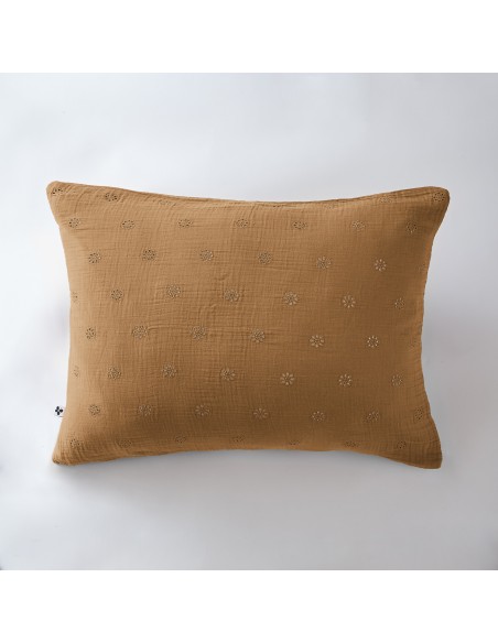 Taie d'oreiller Brodée Déco "Gaïa Boho" 50 x 70 cm Gaze de Coton l'Effet Papillon