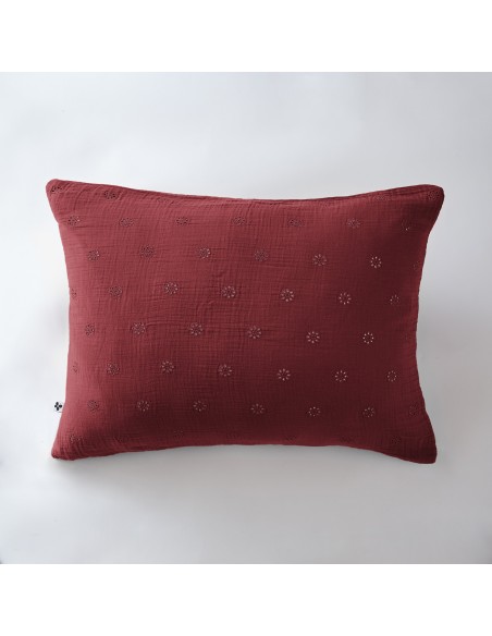 Taie d'oreiller Brodée Déco "Gaïa Boho" 50 x 70 cm Gaze de Coton l'Effet Papillon