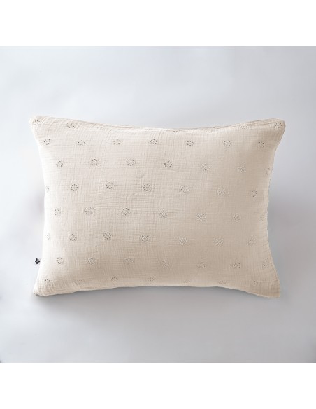 Taie d'oreiller Brodée Déco "Gaïa Boho" 50 x 70 cm Gaze de Coton l'Effet Papillon