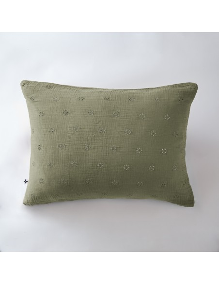 Taie d'oreiller Brodée Déco "Gaïa Boho" 50 x 70 cm Gaze de Coton l'Effet Papillon