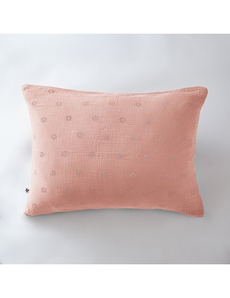 Taie d'oreiller Brodée Déco "Gaïa Boho" 50 x 70 cm Gaze de Coton l'Effet Papillon