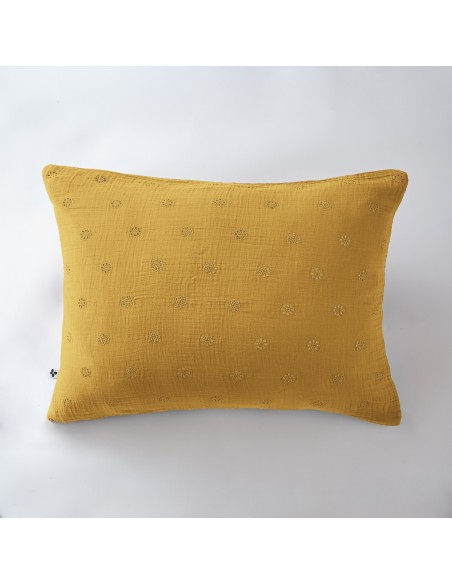 Taie d'oreiller Brodée Déco "Gaïa Boho" 50 x 70 cm Gaze de Coton l'Effet Papillon