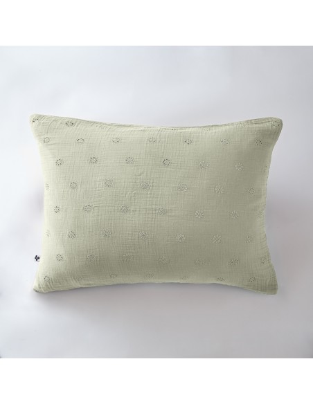 Taie d'oreiller Brodée Déco "Gaïa Boho" 50 x 70 cm Gaze de Coton l'Effet Papillon